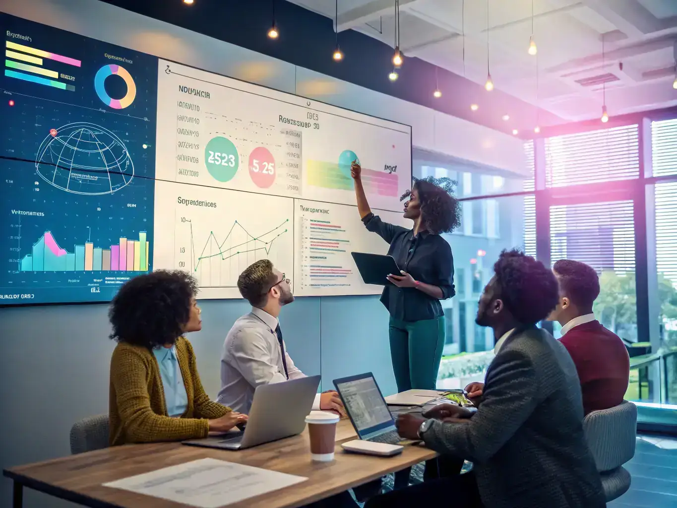 A project manager overseeing a team of IT specialists working on a complex project, demonstrating the impact of skilled IT staff on project success.